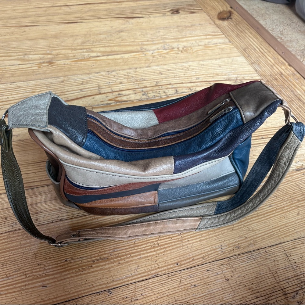 Multicolor Leather Patchwork Shoulder Bag - image 4